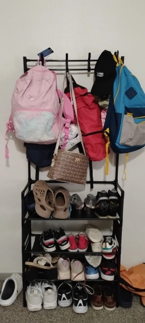 Clothes Hanger Multi-Layer Shoe Rack Doorway DIY Hat And Shoes Shelf Simple Floor-Standing Living Room Organizer Storage Racks photo review