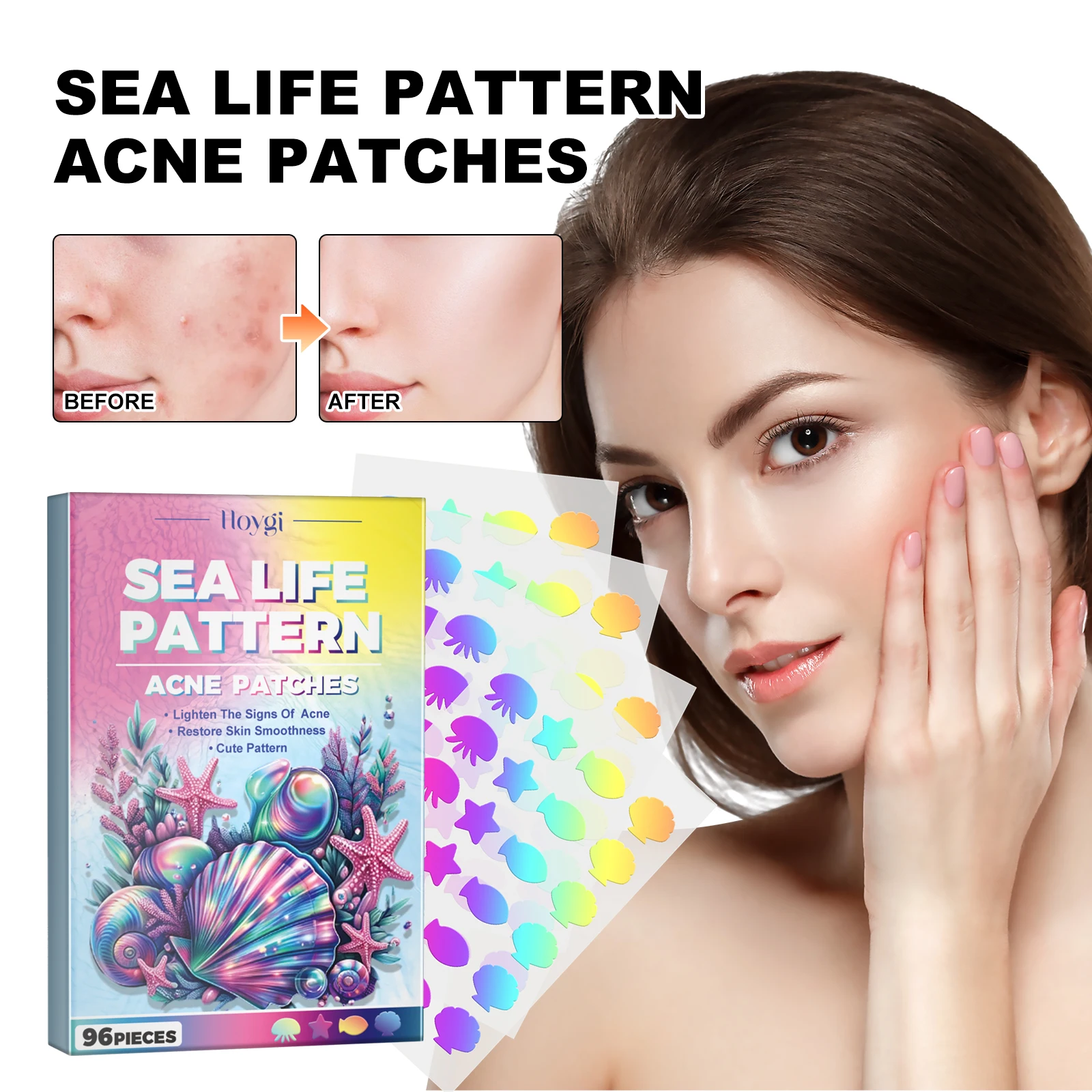 Hoygi Colorful Cute Acne Sticker Waterproof Fast Healing Acne Treatment Prevent Dryness Lasting Non-irritating Acne Care Patches