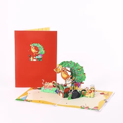 Festive 3D Christmas Tree Pop-Up Card with Envelope - Holiday Greeting Supplies (AD-GXT-039)