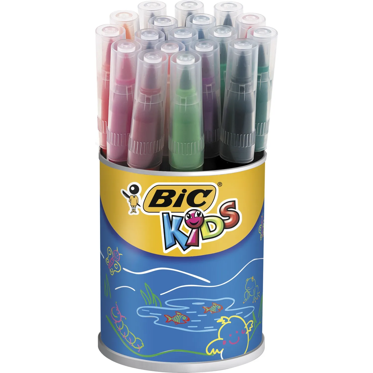 Bic Kids Visaquarelle Brush End Felt Crayons 18 Color Jars-10 Color Bag Flexible And Comfortable Felt Pen For School And School creative pen vase pencil pot makeup brush holder stationery desk tidy plastic desk organizer container school office crayons