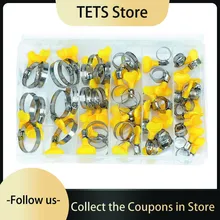  20pcs Stainless Steel Adjustable Butterfly Hose Clamp with Plastic Handle Worm Gear Pipe Clips Hoop Fixed Tool for Home Plumbing 