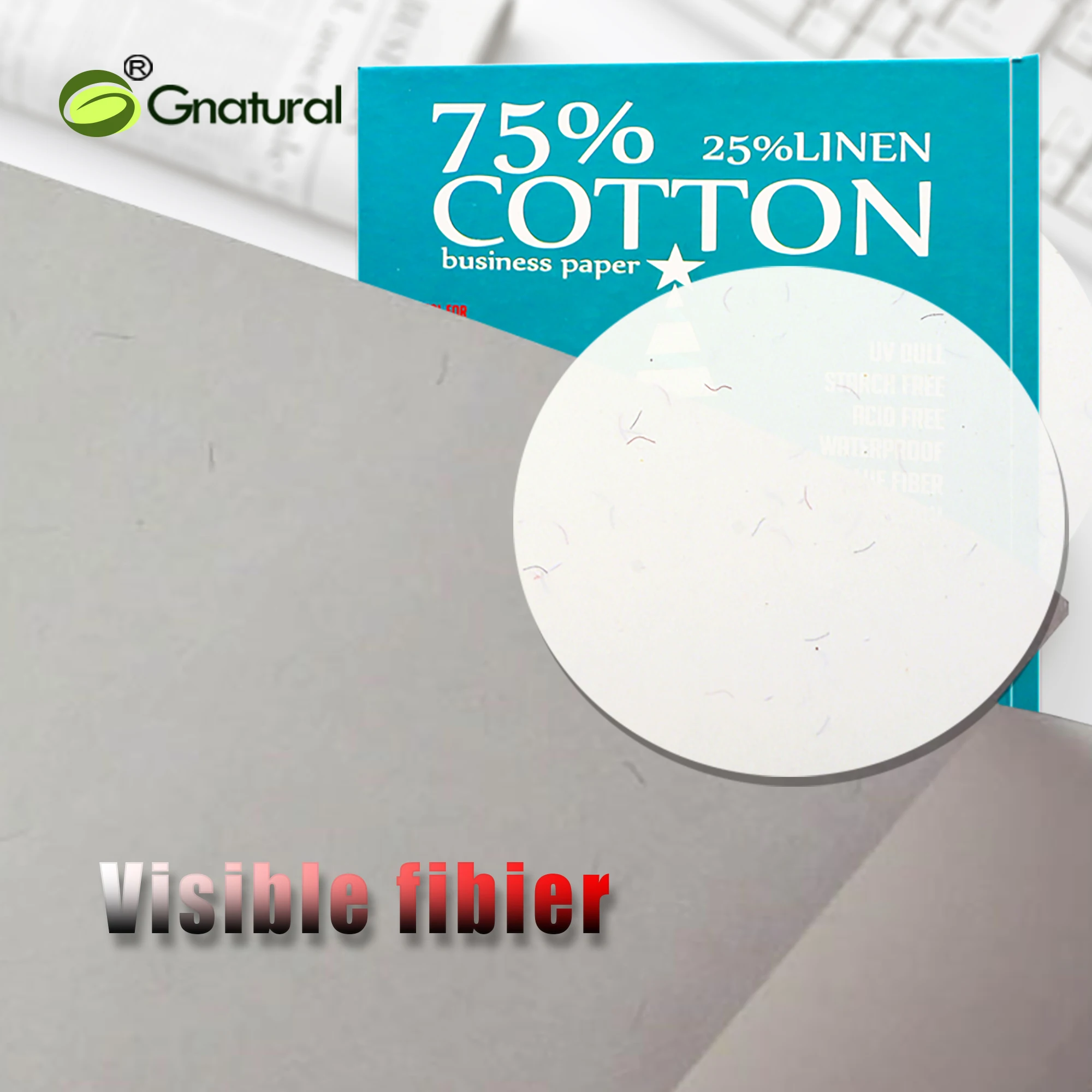 75% 코튼 25% 리넨 종이, 레드 및 블루 섬유 방수 500 시트, 85gsm, 레트 사이즈, 화이트, 로우 스타치, MCYT006