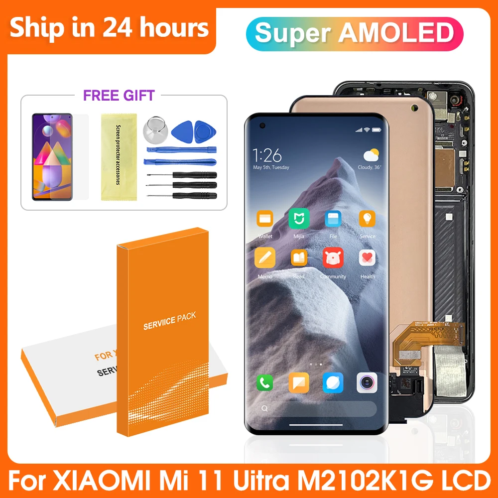 6.81 "Super Amoled Mi 11 Ultra Muslimex M2102K1C Per Xiaomi Mi 11 Ultra Display Lcd Touch Screen Assembly Per Mi 11 Ultra Display