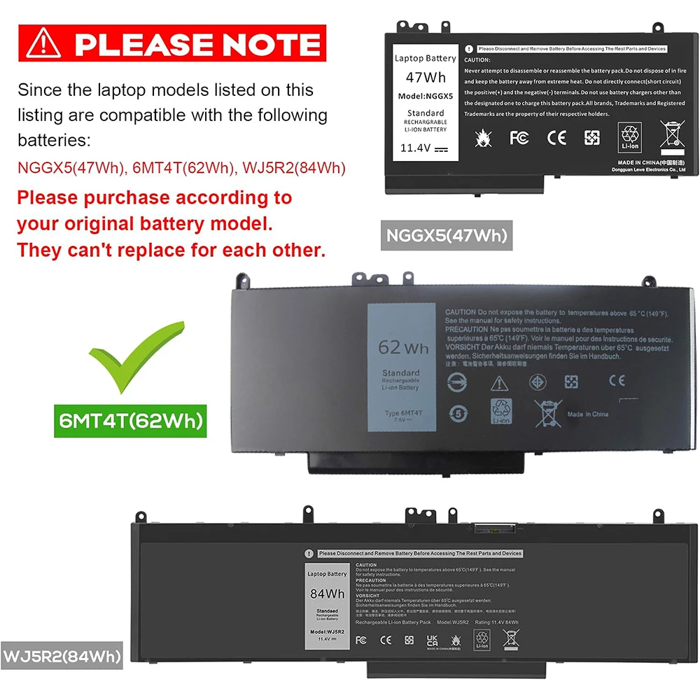 Фото Аккумулятор 6MT 4T для ноутбука Dell латиtude14 5470 E5470 15 5570 E5570 Precision 15 3510 M3510 Series TXF9M 7V69Y 79VRK 07V69Y №2