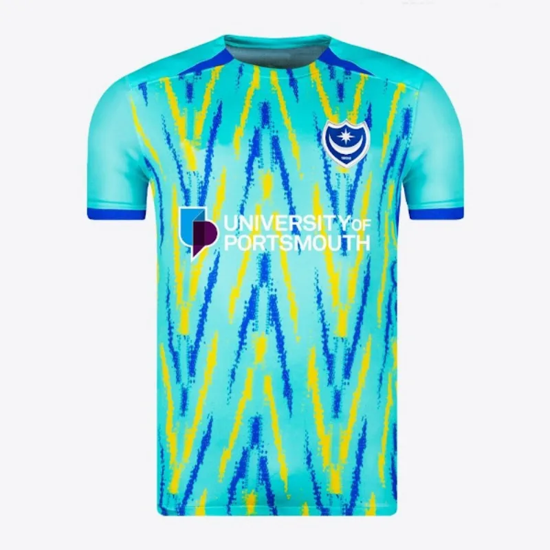Cycling Jersey Set Men's Fashion Portsmouth Home Shirt Set Loose And Comfortable Round Neck Top Breathable Soft Shorts