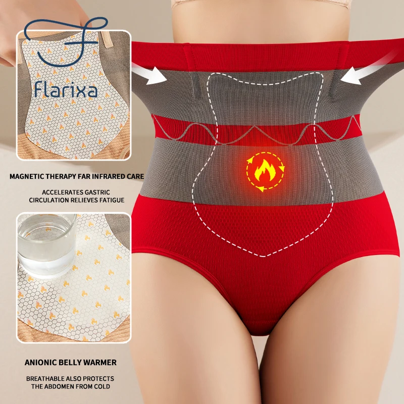 Flarixa – sous-vêtements thermiques pour femme, culotte taille haute, ventre plat, chaud, palais, slip sans couture, vêtements thermiques pour la fièvre