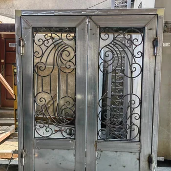 Hench 금속 단조 다리미 문짝, 유리 이중 입구 문짝, 맞춤 제작