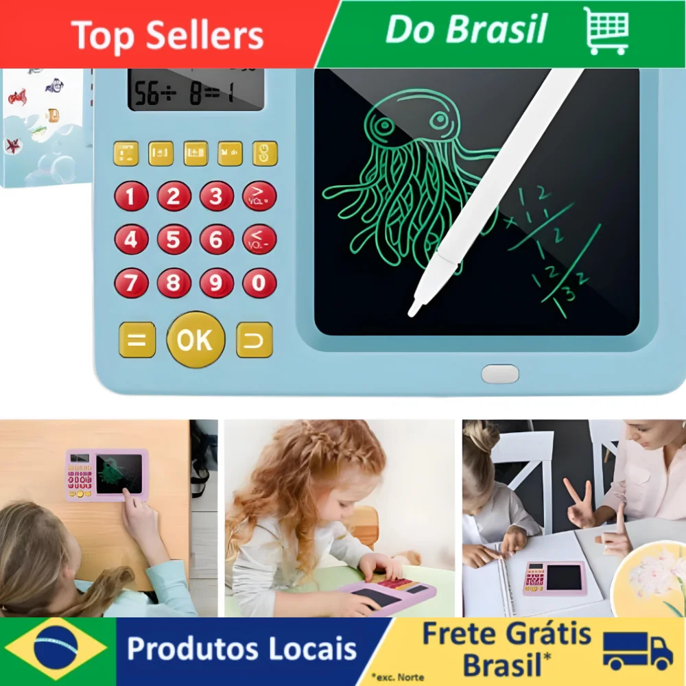 Tablet Educativo 2 em 1 – Calculadora e Lousa Mágica com Jogos de Aritmética para Aprendizagem Precoce