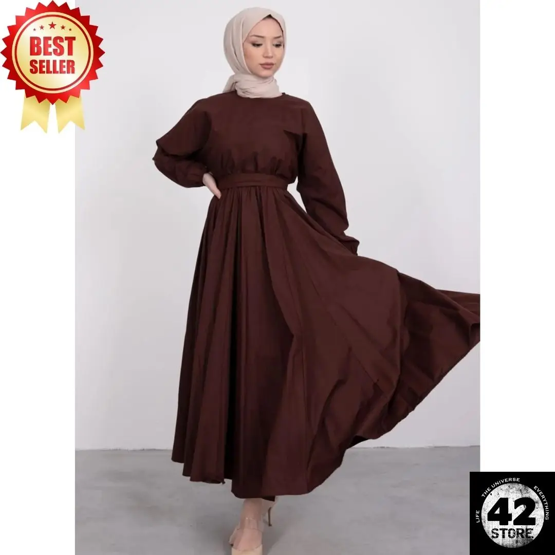 Seasonal Brown Hijab Dress