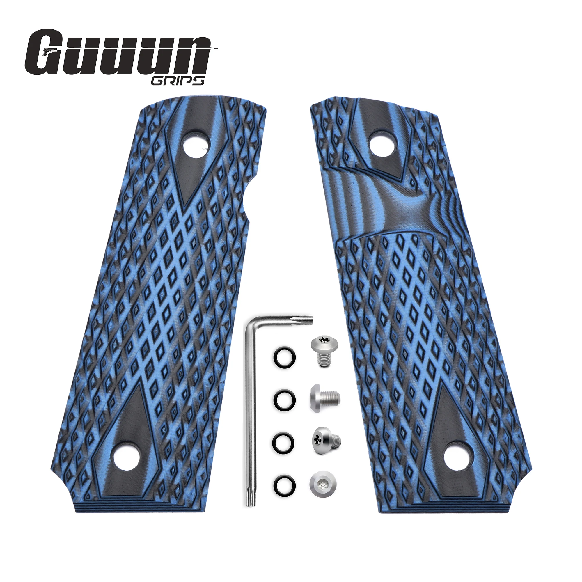 Guuun G10 Grips Per 1911 Impugnature Sottili G10 Ambi Safety Cut Tactical Diamond Texture