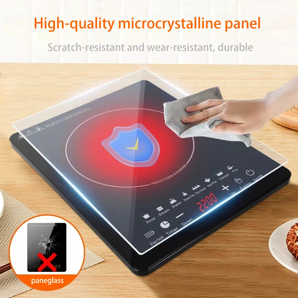 Induction Cooker US110V/2200W household outdoor intelligent energy-saving induction cooker can fry steak hot milk etc. easy kitchen induction cooker