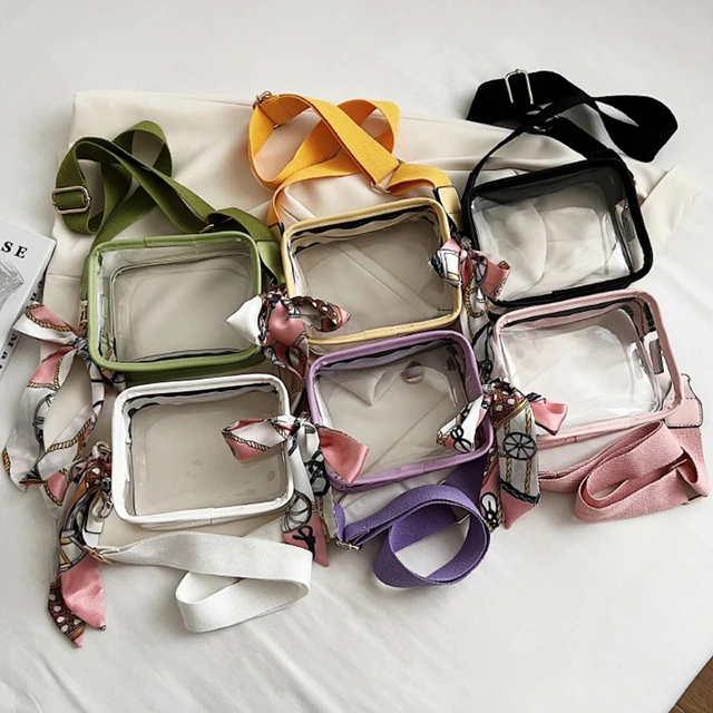 New Clear Stadium Jelly Bag Clear Concert Bag Game Day Bag Cute Purse with  Adjustable Strap Silk Scarf Concert Crossbody Purse - AliExpress