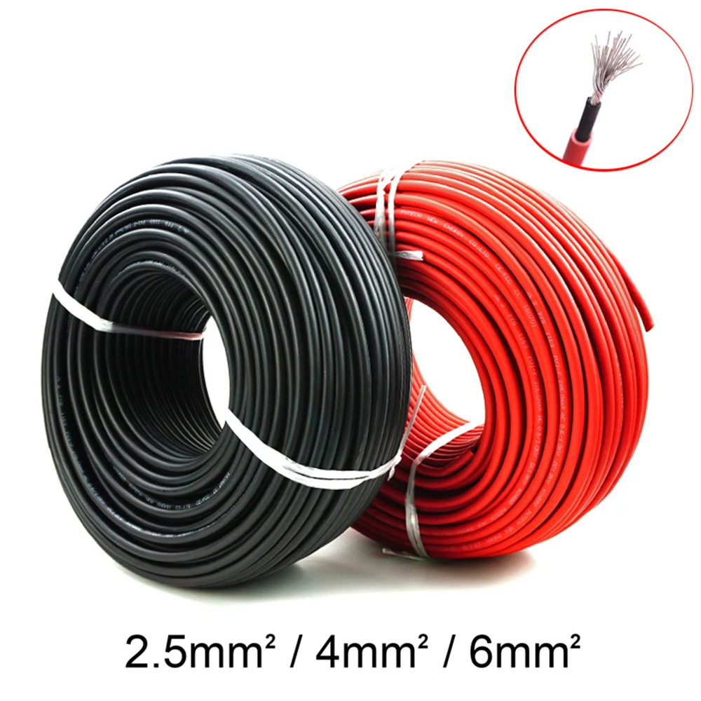 Description Picture 3 of itemGTMT 5-20M Photovoltaic Cable 2.5mm² 4mm² 6mm² Solar Power Cable Wire / TUV Cable for PV Panels Connection Red Black XLPE jacket