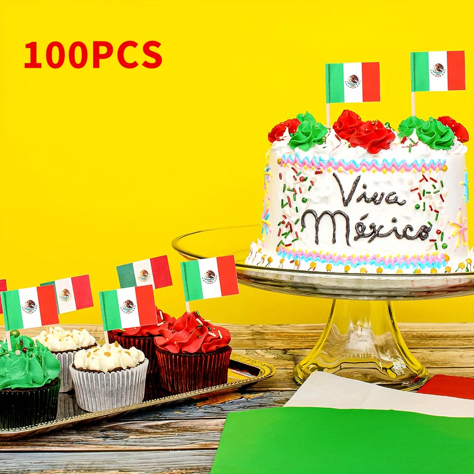 100PCs Mexican Flag Toothpick Cupcake Food Fruit Toothpick Mexico Flag  Festival Party Food Decorated Support Customized Flag - AliExpress, image size:960x960