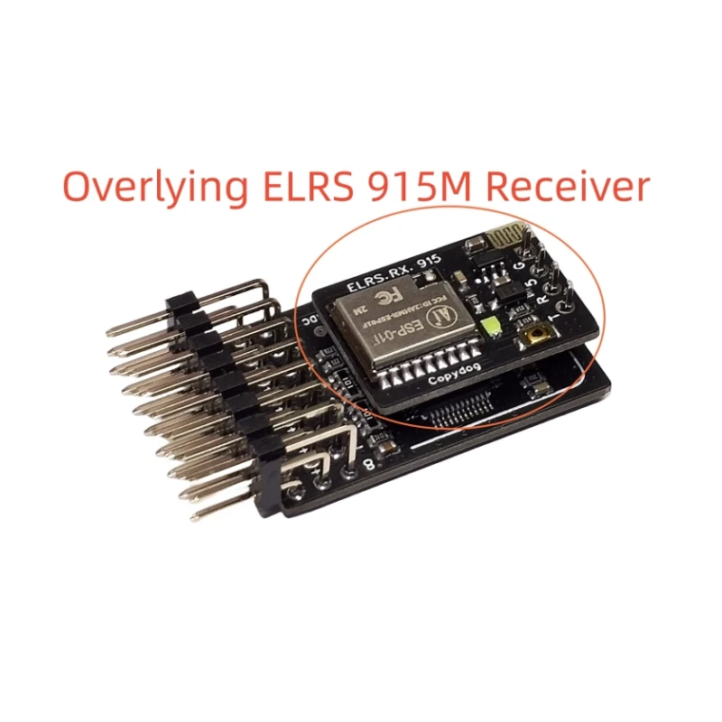 Détail du convertisseur CRSF/ELRS vers PWM 8 canaux V2 avec dissipateur thermique et connecteurs robustes pour usage intensif.