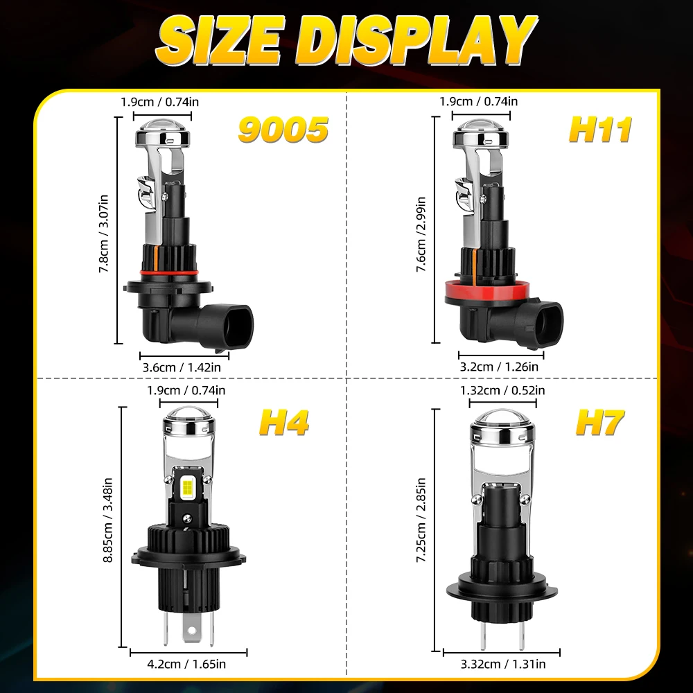 2X 플러그앤플레이 H7 H11 H9 HB3 9005 H4 하이/로우 300W 6000K LED 프로젝터 렌즈 전구, 멋진 조명 라인, 자동차 헤드라이트 12V용