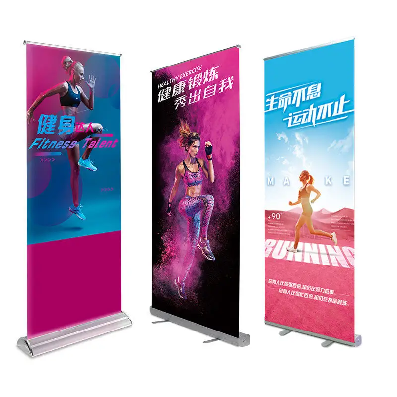 

High Quality Windproof Little Feets Roll Up Display Aluminum 80x200 Trade Show Roll Up Banner Stand Display