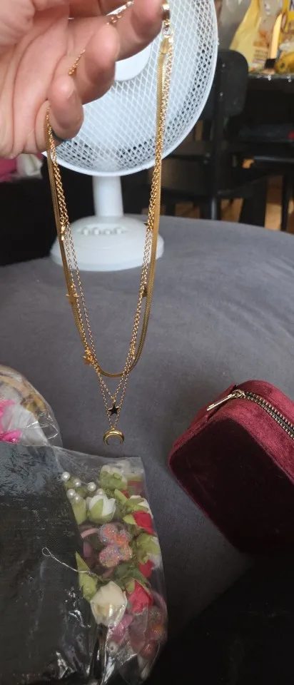 Layered Gold Pendant Necklace | Butterfly, Moon & Blue Eye photo review