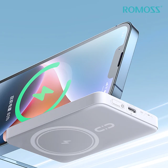Romos 맥세이프 고속 무선 충전 보조 배터리, WSC10, 18W, 10000mAh