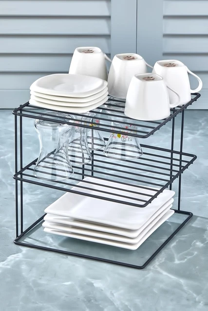 Kitchen Accessories Storage Rack 3 Floors Steel Organizer Plates Holder  Closet Shelf Dish Drying Rack Decorating Retractable