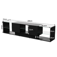 Comanlai 200-сантиметровый светодиодный шкаф для телевизора, тумба для телевизора с глянцевым покрытием, стеклянные полки, низкая доска для телевизора, для гостиной, спальни — изображение 2