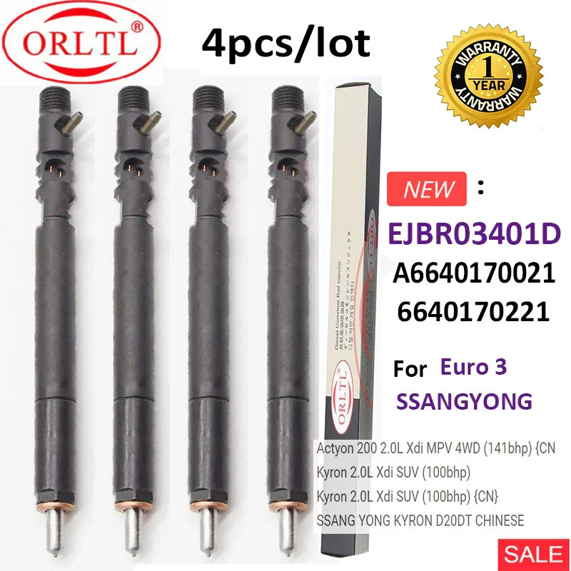 

Дизельный двигатель EJBR03401D A6640170021 6640170021 6640170221, новый инжектор A6640170221 для SSANGYONG Actyon Kyron Euro 3, 4 шт.