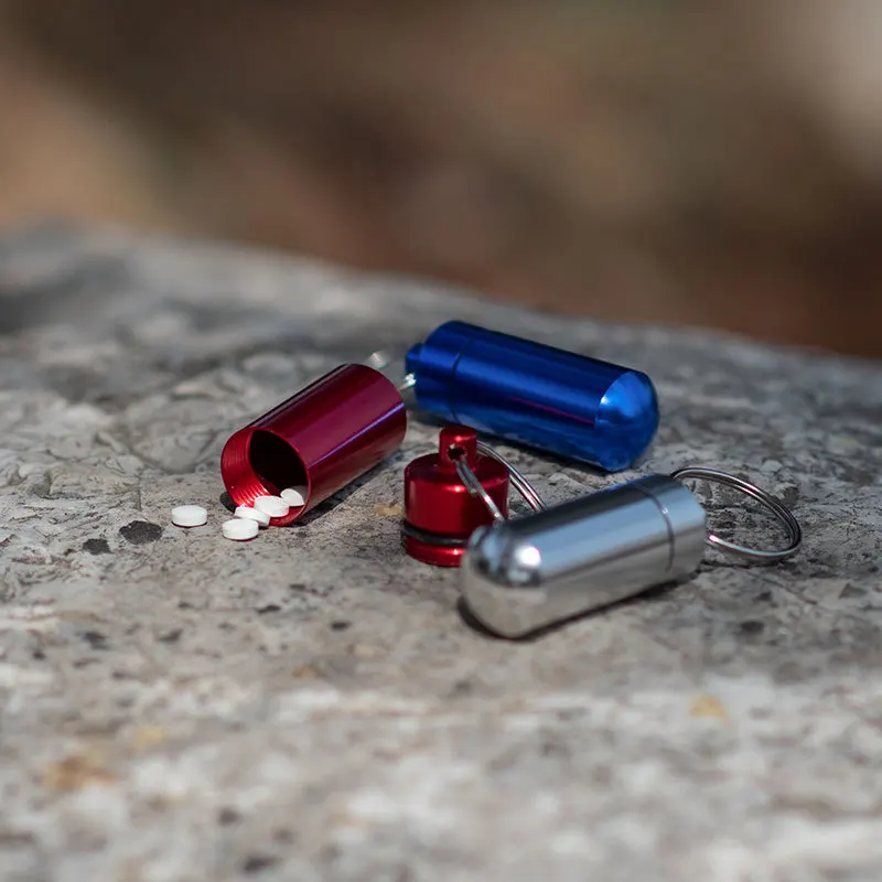 Mini Pill Case Waterproof Medicine Storage Box Container Bottle Holder Keychain Portable Outdoor Metal Pill Box Travel storage box,medicine storage container