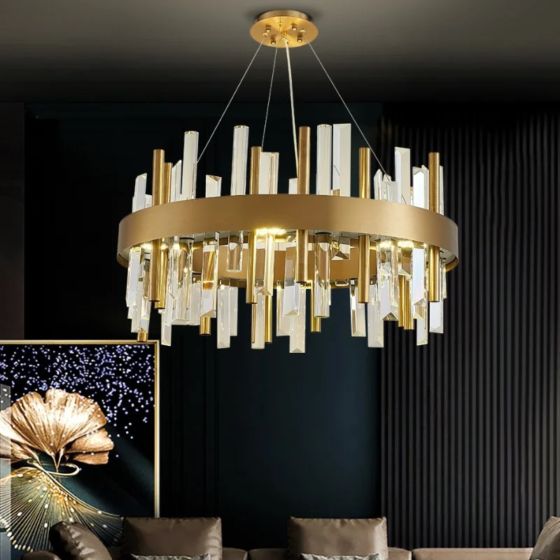 

Gold/Titanium Black Crystal Chandelier For Bedroom Living Room Luxury Hanging Lamp Silver Chrome Modern Lighting Fixture