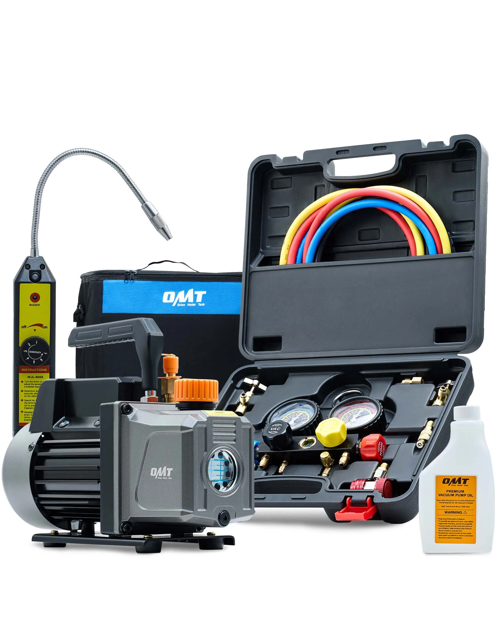 OMT 4CFM Air Vacuum Pump Refrigeration AC Manifold Gauge Set w Leak ...