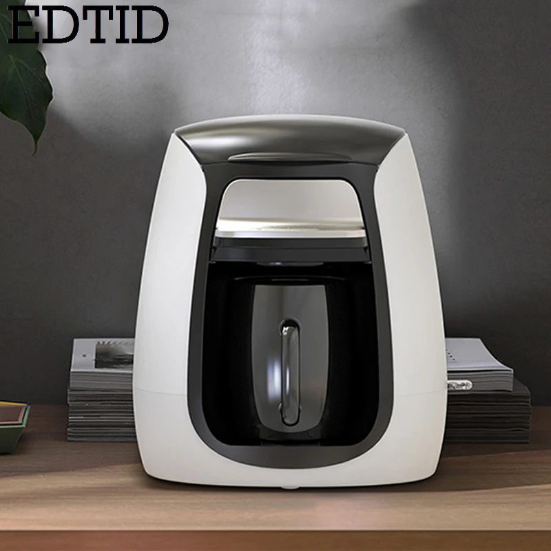 EDTID Household Electric Coffee Maker Mini Single Cup Coffee Machine Semi-automatic Brewing Tea Pot Espresso American Maker 220V