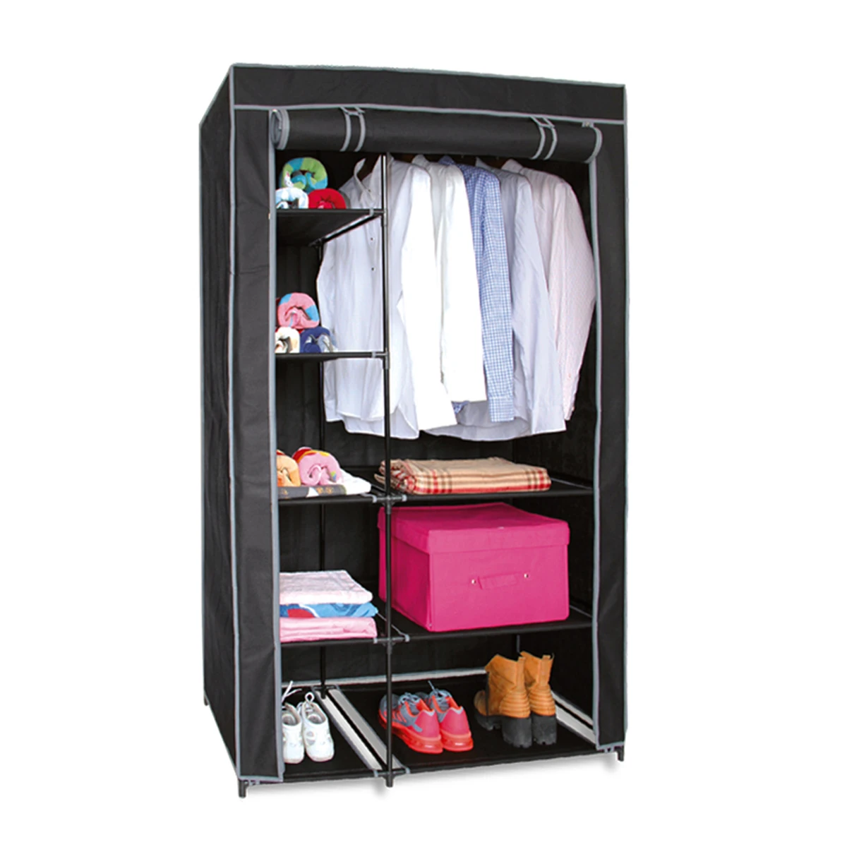 Armario ropero con 8 estantes de tela, 100 x 50 x170 cm, resistente, decorativo, cierre con cremallera, espacio, organizador, almacenaje, armarios, armario, armario tela, de tela| | AliExpress