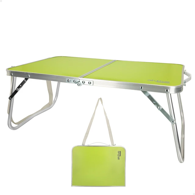 Mesa Camping Plegable Aluminio 60x40x26 cm - Aktive. Verde