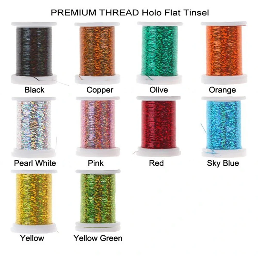 Premium Fly Tying Thread Material for Flies Holo Flat Thread 10 Colors ...