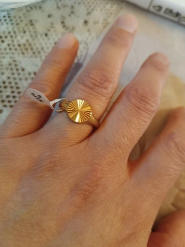 SUNIBI Stainless Steel Rings for Women Gold Color Do Not Fade Wave Rays Texture Signet Dainty Ladies Ring Jewelry Wholesale photo review