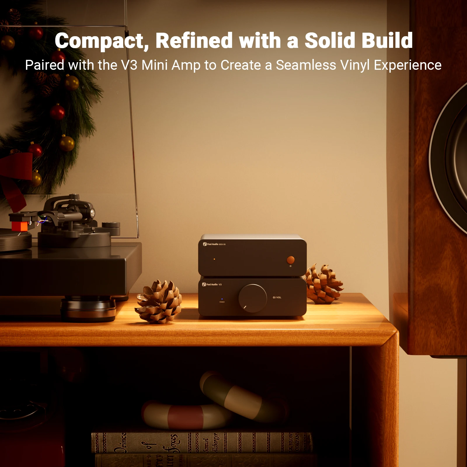 Fosi Audio BOX X5 HIFI Phono Preamp, Mini Preamplifie Home Audio for MM/MC Cartridge Turntable RIAA Preamplifier compact with V3 5
