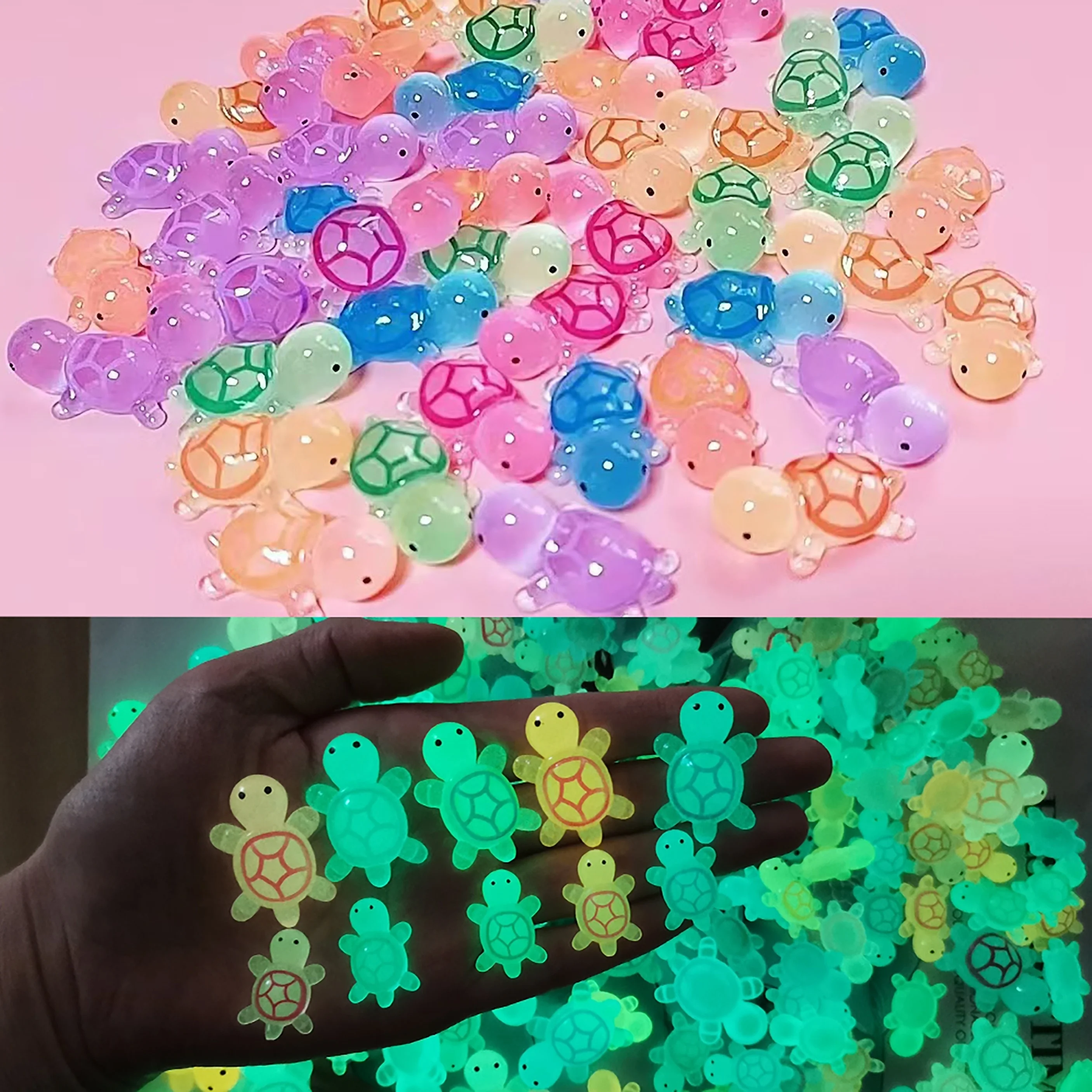 Resin Ornaments 20/50/100PCS Mini Luminous Turtle Home Decor Landscaping Glowing Turtle Garden Fish Tank Mini Ornaments