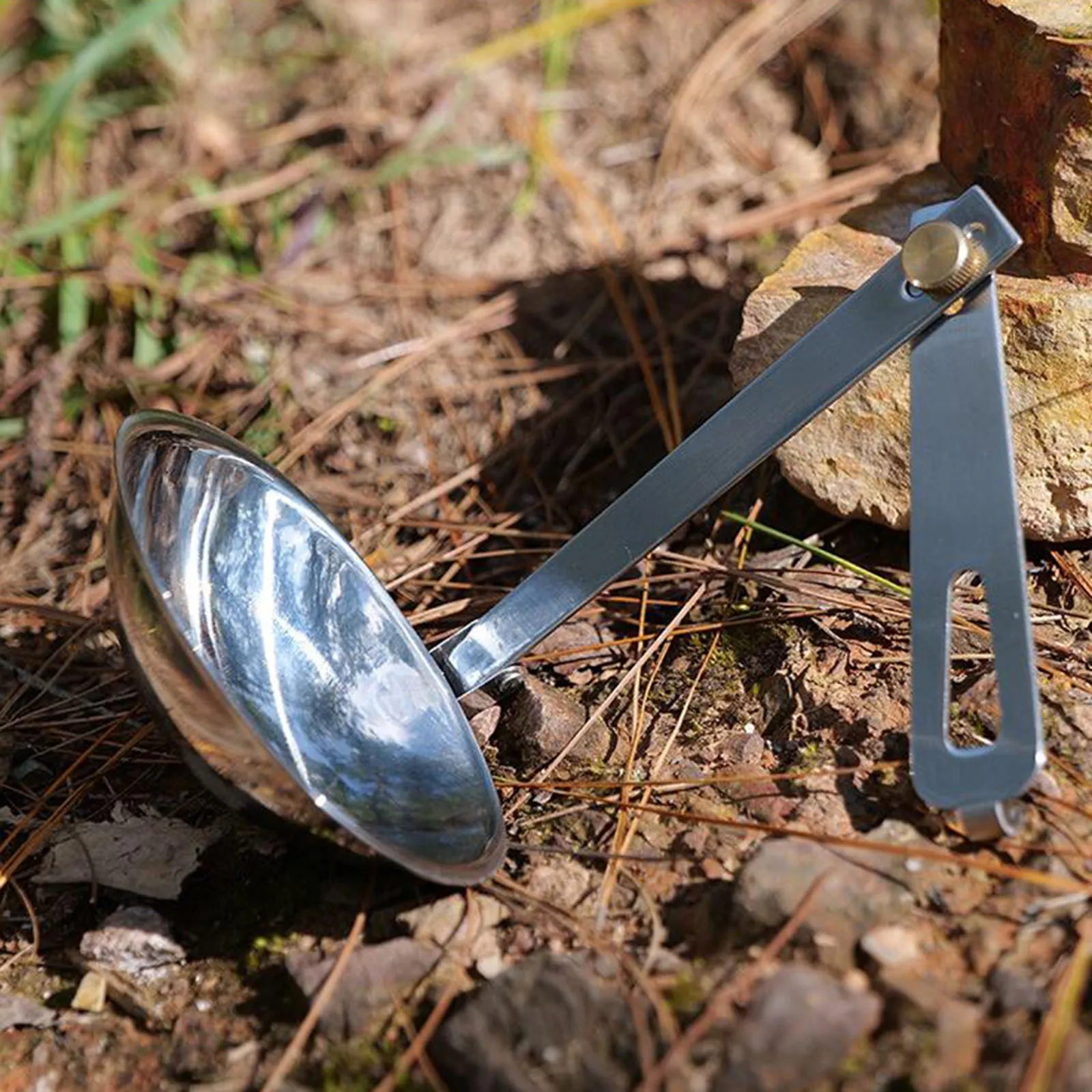 Foldable Soup Spoon Stainless Steel Outdoor Dining Tool Portable Kitchen Utensil Tableware for Picnic Fishing Camping Travel 3