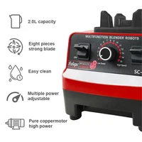 Blender et robot culinaire 2-en-1 2000W, mixeur à smoothies 2L avec lames en acier inoxydable pour écraser la glace et préparer des jus, mixeur de cuisine 5