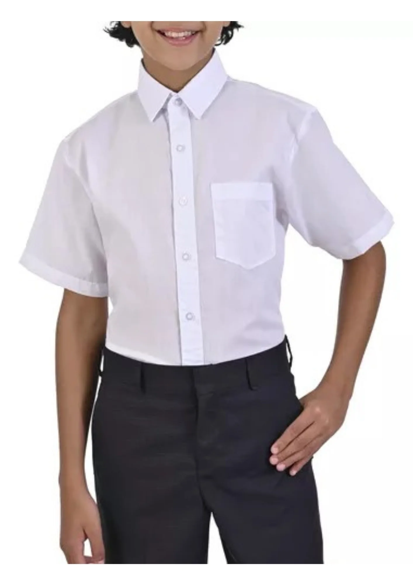 Camisa Blanca Uni Escolar Manga Corta Infantil Juvenil 2 A16