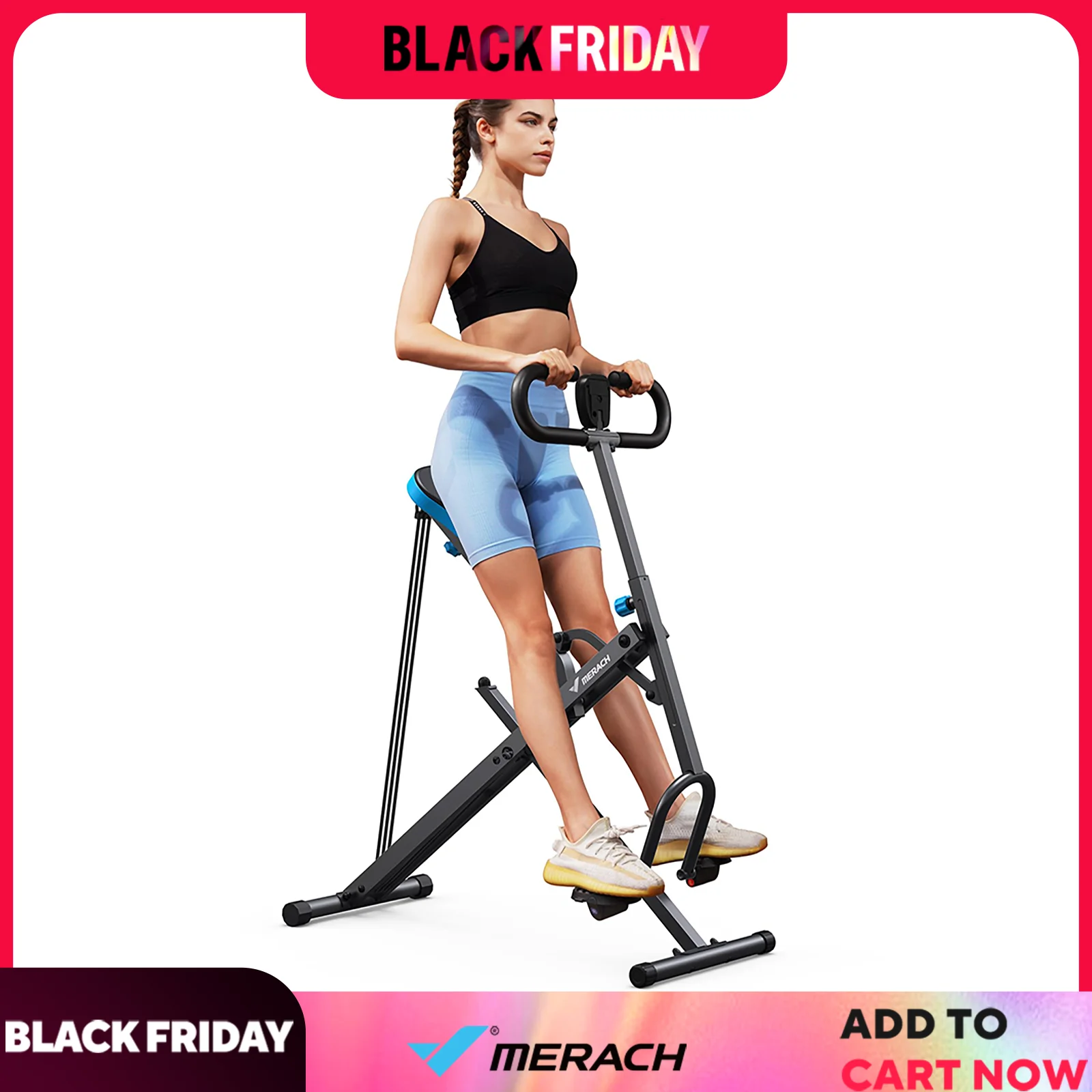 MERACH Squat Machine 2in1 Squat Rowing Machine Easy Setup Foldable Exercise Equipment Glute Trainer Glutes Leg Home Fit
