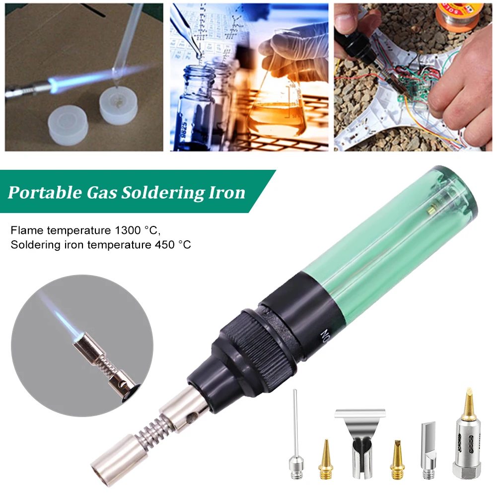 Pen Type Gas Soldering Iron Portable Cordless Butane Gas Welding Gun Welding Pen 1300℃ Adjustable Burner Mini Butane Welder Tip