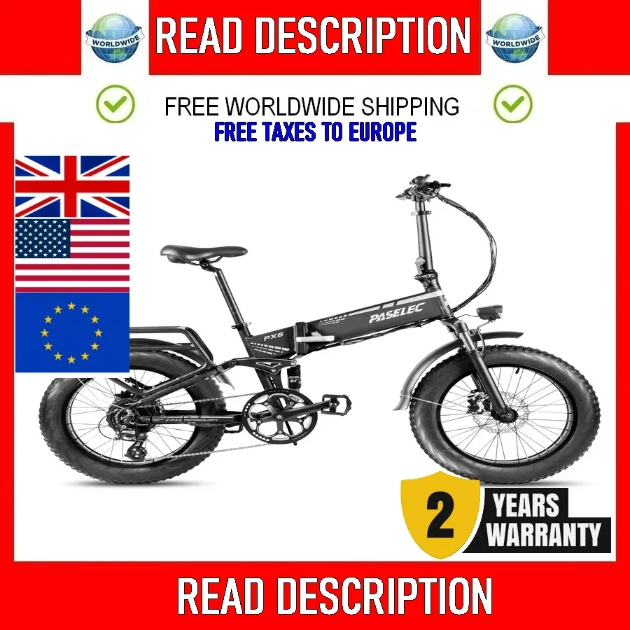 

NEW 48V17Ah1000W 20inch Fat Tire Powerful Electric Bicycle PX6 Foldable EBike 750W Brushless Motor Adult Electric Bike Snow Bicy