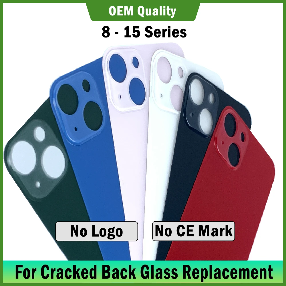 

10pcs No Logo No CE Big Hole Battery Back Glass Replacement for 14 Pro Max 13 12 11 XS Max SE 8 Plus Cracked Housing Door Repair