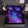 2/3pcs Vibrant Purple Galaxy Space Star Aviation Nebula Fitted Sheet Set - Soft, Breathable, Comfortable, Deep Pocket Mattress 1