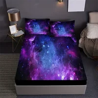 2/3pcs Vibrant Purple Galaxy Space Star Aviation Nebula Fitted Sheet Set - Soft, Breathable, Comfortable, Deep Pocket Mattress 1