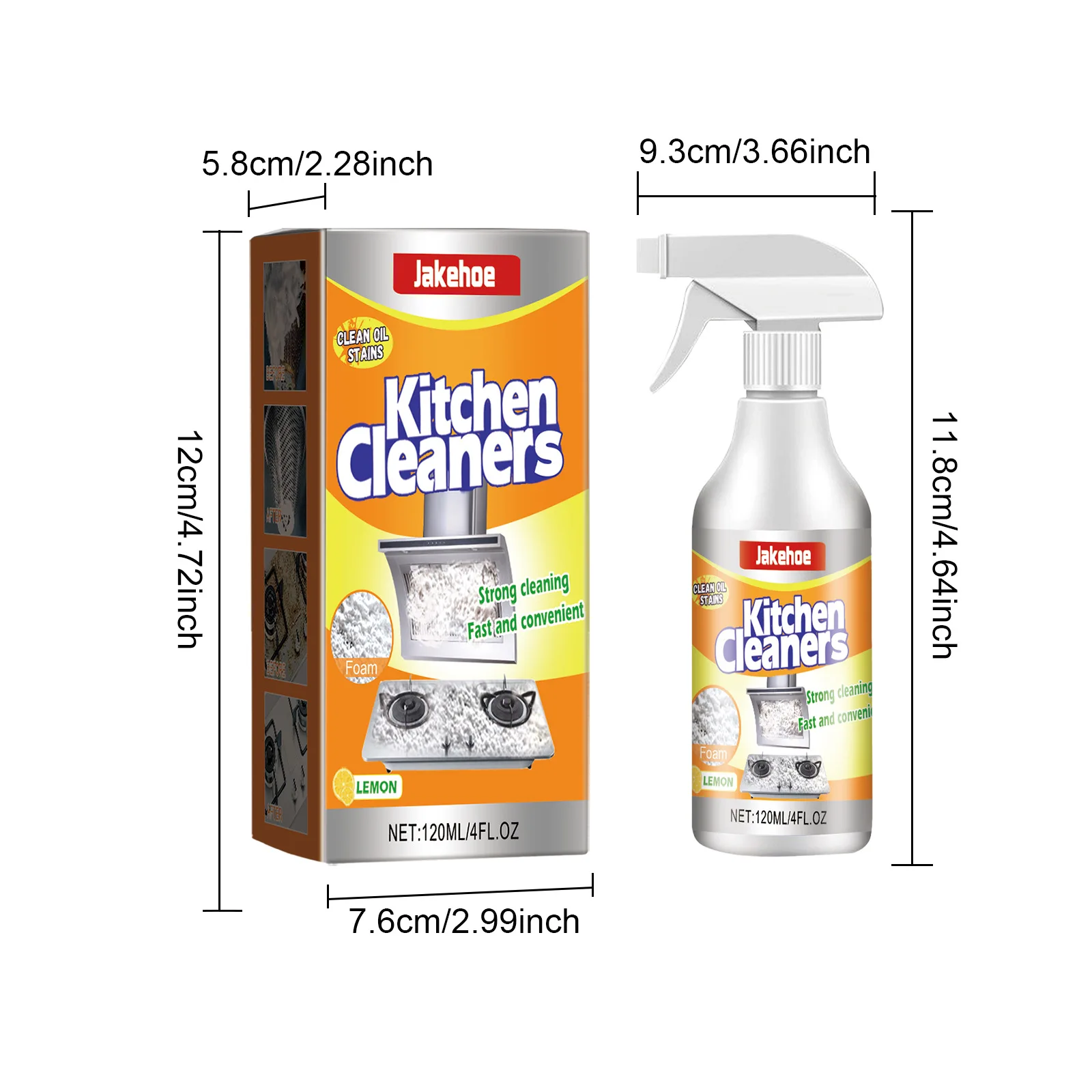 Jakehoe 120ml Heavy Oil Cleaner Kitchen Oil Stain Degreaser Stains Remover Cleaning Grills Ovens Dirt Cleaning Bubble Spray