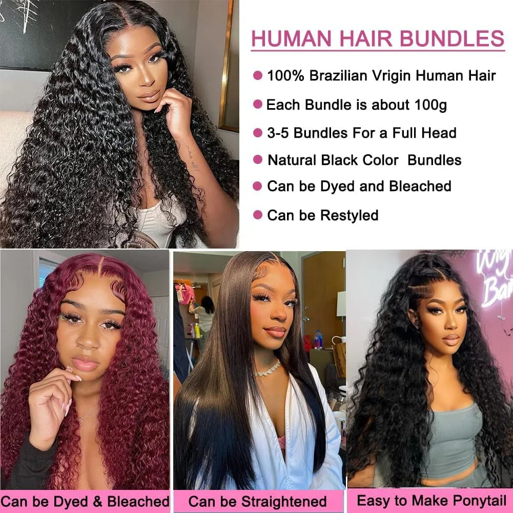 Curly Human Hair Bundles Wholesale 1/3/4 Pieces Indian Hair Extensions For Women 30Inch Bundles Human Hair Free Shipping