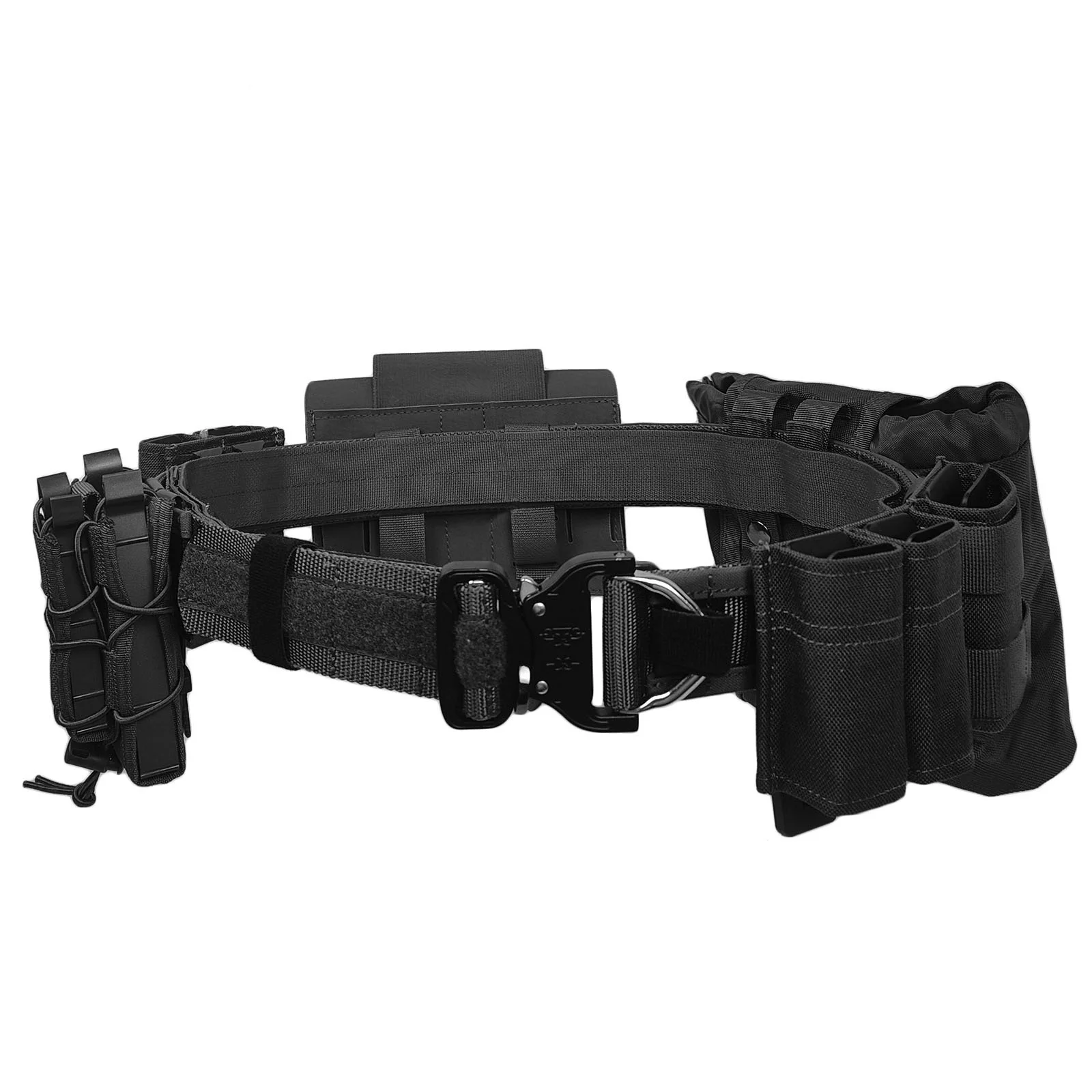 

Combat Belt with Molle Waist Bag Set, Tactical Military Battle Belt with 5.56/9mm Pouch, Medical Pouch, Folding Dump Pouch