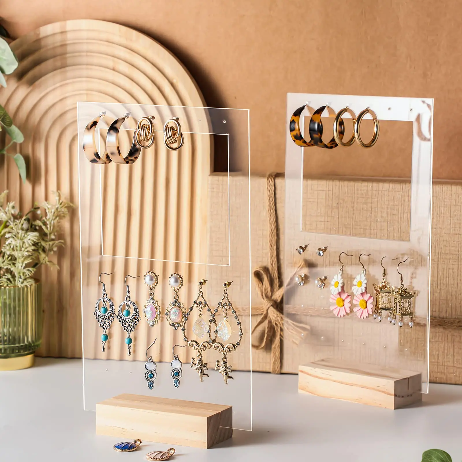 Buy Personalized Jewelry Display Earring Holder Jewelry Organizer Acrylic  Jewelry Stand Wood Jewelry Stand Jewelry Tree Earring Display JSNW-1 Online  in India - Etsy