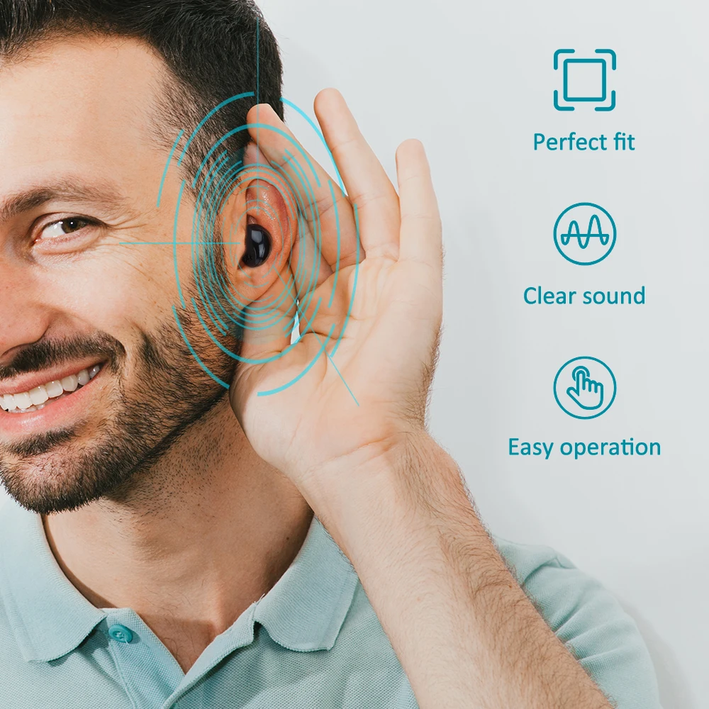 Intelligent Hearing Aid Low-Noise Wide-Frequency Ear Care Sound Amplifier with Charger Box Elderly In-Ear Deaf Mini Hearing Aid